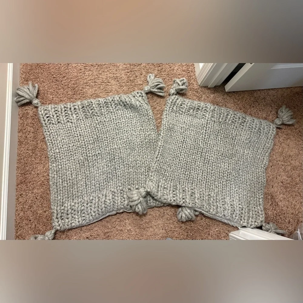 Like new Crate and barrel 23x23 inches Chunky Knit Gray Pillow Covers